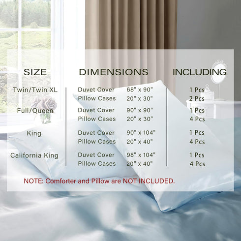 P Pothuiny 3 Set 1 2 Pieces Satin Duvet Cover Twin/Twin XL Size, Luxury Silky Like Baby Blue Duvet Cover Bedding