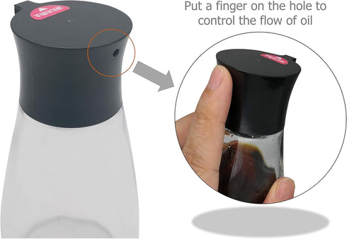 Excelity Cruet Dispenser Set for Olive Oil, Vinegar, Soy Sauce with Elegant Glass Bottle for Kitchen Cooking.