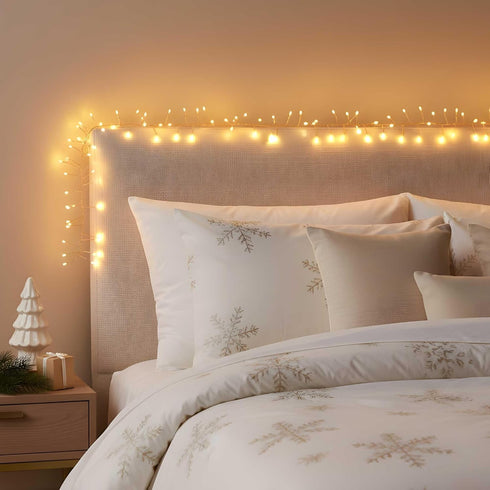 240 10ft QBIS LED Christmas Cluster Lights, Warm White Fairy Lights on Copper Wire, Plug in, Christmas Tree Lighting