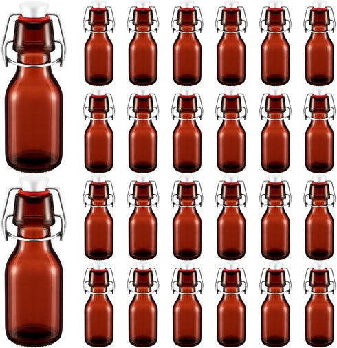 Tessco 24 Pcs Mini Swing Top Glass Bottles with Stoppers Small Flip