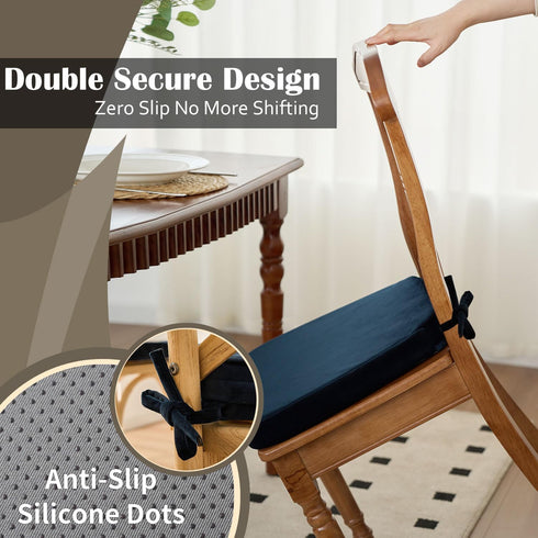 2'' 17"x16",Navy 2 Pack Nobildonna Thick High-Density Foam Indoor Chair Cushions | Dining Chair Pads with Ties
