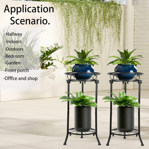 THKFUL 2Pack Outdoor,20.3" Plant,2 Plant Stand Indoor Heavy Duty Metal Pot Plants Stands for Multiple Tier Corner