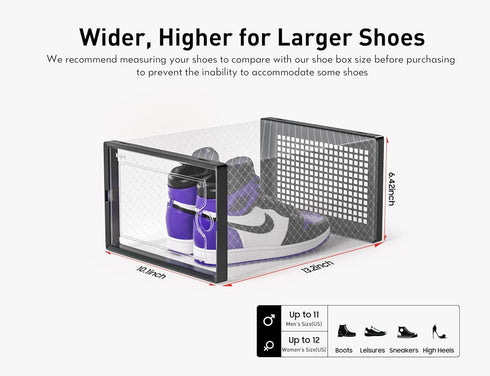 Kuject X-Large Shoe Storage Boxes Organizers Clear Plastic Stackable 12 Pack, Sneaker Containers, Toy Storage Organizer