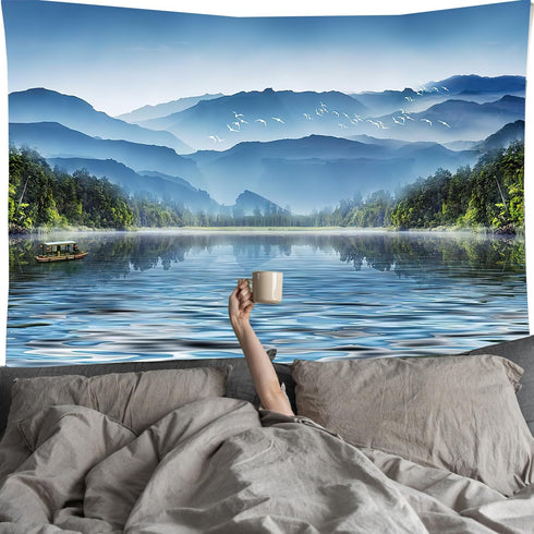 FENDROM Spring Nature Tapestry Wall Hanging Misty Mountain Forest River Landscape Tapestries Home Decor for Bedroom Living Room