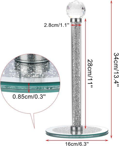 Sumnacon Countertop Countertop Paper Towel Holder,Crystal Free Standing Paper Towel Roll Holder for Bathroom Bling