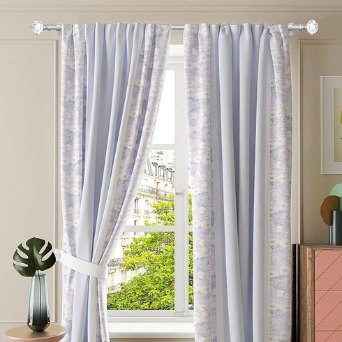 TONIAL Curtain Rods: 32 to 58 Inch Telescoping Decorative Drapery Rod with Acrylic Diamond Finial, Nickel Finish