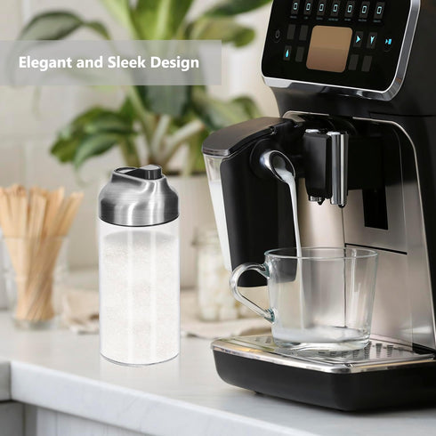 12 OZ Aelga Glass Sugar Dispenser with Pour Spout, Weighted Pourer, for Coffee, Tea & Baking