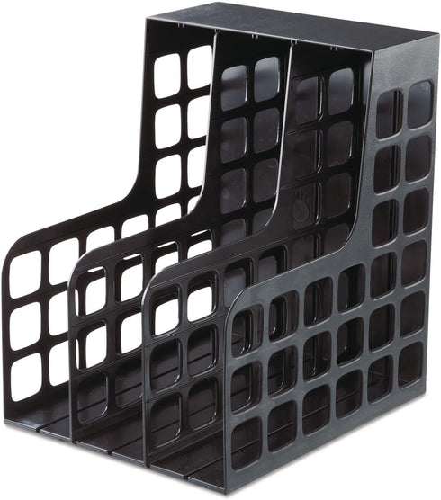 Oxford Decorack Plastic Magazine File, 1 per Box, Black, 2 Dividers, 9W x 10-5/8D x 12H