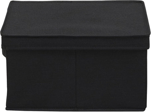 Household Essentials Large Fabric Storage Box with Lid, Black, Set of 2.