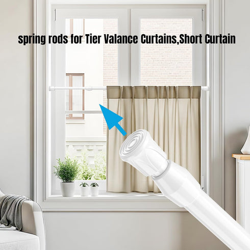 AIZESI Spring Tension Curtain Rods, Short Tension Rod (White, 27" to 37", 4 Pcs)