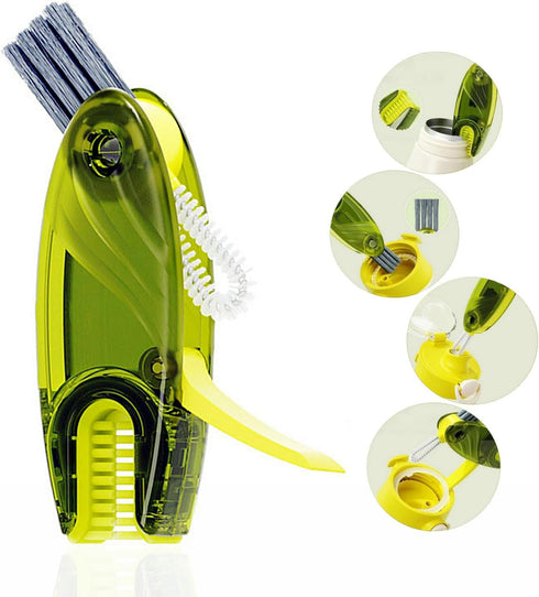 4 in 1 Cup Lid Cleaning Brush Set - Multifunctional Mini Silicone Bottle and Straw Cleaner Tools with Hook Remover
