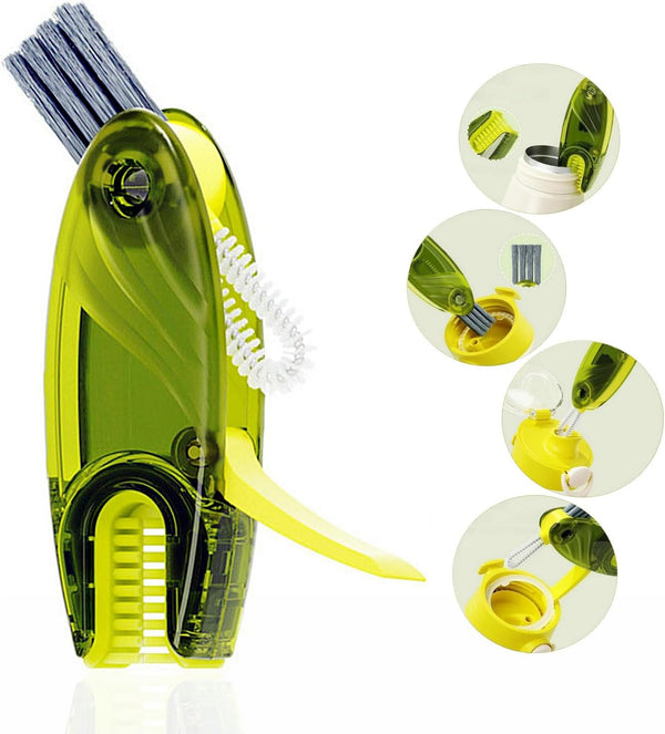 4 in 1 Cup Lid Cleaning Brush Set - Multifunctional Mini Silicone Bottle and Straw Cleaner Tools with Hook Remover