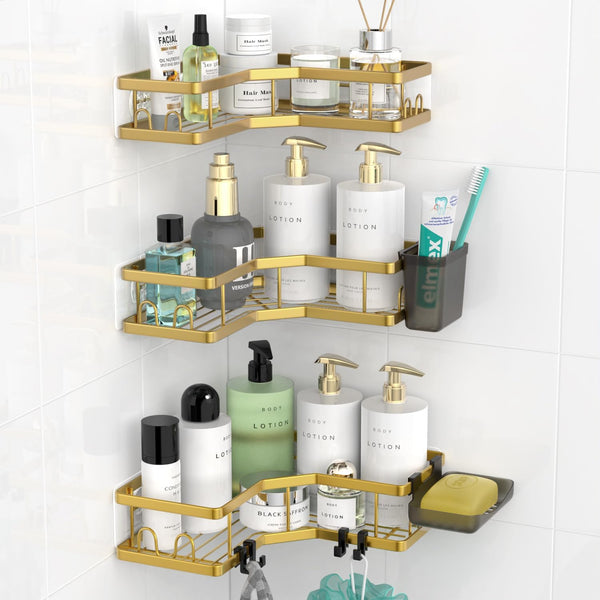 Corner Shower Caddy Bathroom Organizer: Adhesive Shower Rack Bathtub Shelves - 3Pack