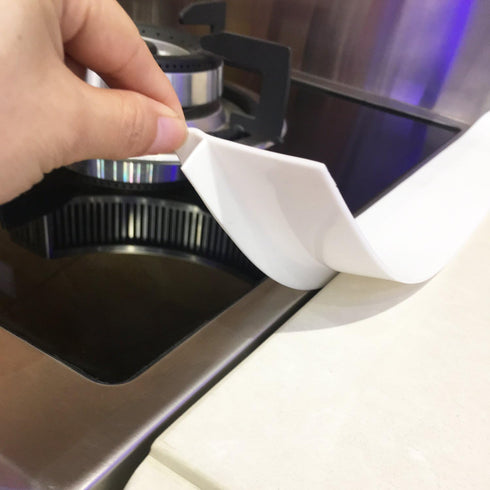Silicone Stove Counter Gap Cover by Kindga - 21" Easy Clean Gap Filler Set of 2 (White)