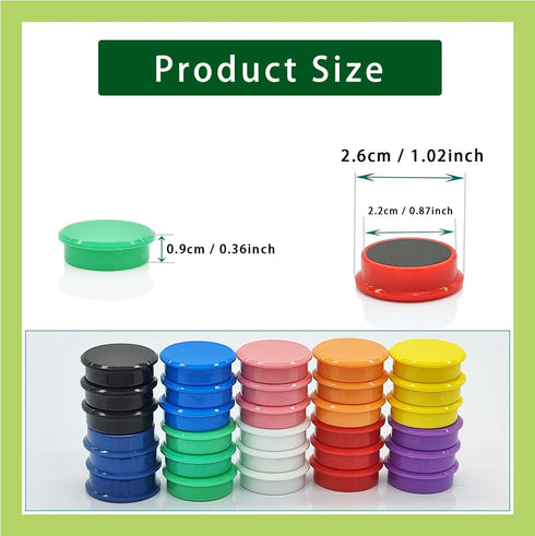 Fridge Magnet Strong Magnets, 50 Pack 10 Colors Heavy Duty Refrigerator Magnets for Whiteboard and Crafts
