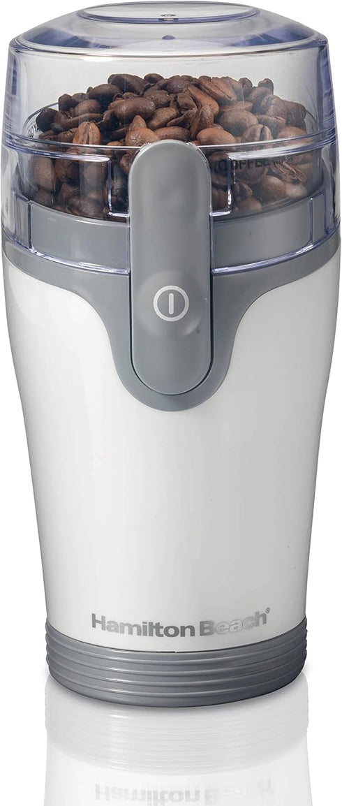 Hamilton Beach Electric Coffee Grinder for Beans, Spices, and More, Stainless Steel Blades, 12 Cups, White