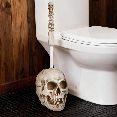 Set Set,Space LadyRosian Toilet Brush and Holder for Bathroom,Skullduggery Skeleton Gothic Bathroom Decor Toilet Bowl