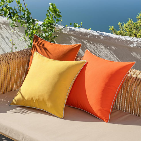 Woaboy Set of 2 Fall Outdoor Waterproof Pillow Covers - 18x18 Inch Orange Decorative Throw Pillow Covers