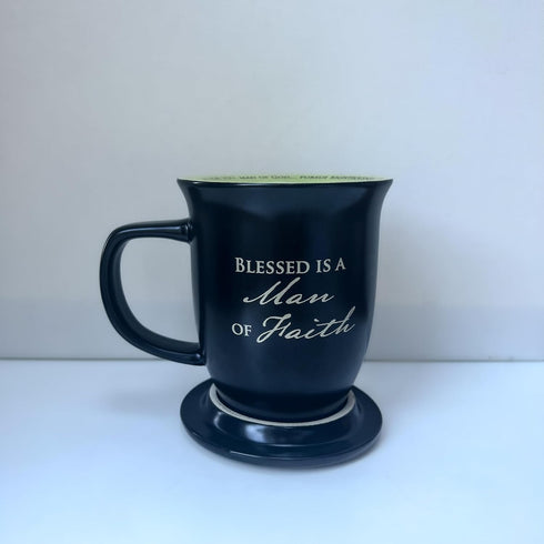 Man of Faith Ceramic Mug and Coaster Set, 14 Ounce, by Abbey Gift