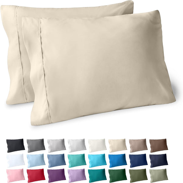 Bare Home Microfiber Pillow Cases - King Size Set of 2 - Cooling Double Brushed Sand Pillowcases, Easy Care