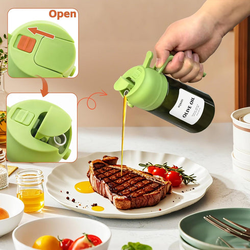 mqnxoi 2 1 16oz/470ml Oil Sprayer for Cooking, in Olive Oil Dispenser Bottle for Kitchen, Premium Glass, Food-grade Oil
