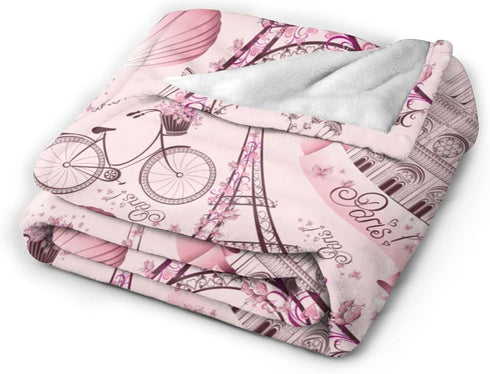 Perinsto 60"X50" Paris Eiffel Tower Throw Blanket Ultra Soft Warm All Season Romantic Travel in Paris Decorative Fleece