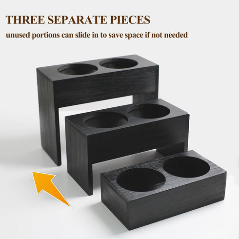 GOVOKOI 3 6 Bottles(750ml) Station(3 Black Wood Coffee Syrup Rack Organizer, Tier Syrup Bottle Holder for Coffee Bar