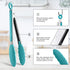 HOTEC Premium Stainless Steel Locking Kitchen Tongs Set of 2, 9" and 12", with Silicone Tips, Blue