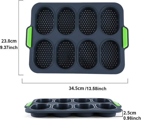Mini Baguette Baking Tray, Non-Stick Silicone French Bread Baking Mould,DIY 8 Loave Baguette Mold Loaf Pan … by W WBLD