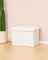 16.5"x12.6"x12.6" B FSOBEIIALEO Folding Storage Ottoman, Faux Leather Footrest Seat Coffee Table Toy Chest Kids, White