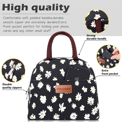 BALORAY Lunch Bag for Women Men, Insulated Lunch Box for Work, Picnic, Travel - Daisy