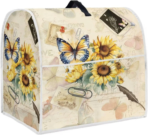 Sunflower Butterfly Stand Mixer Cover for 6-8 Quart Kitchen Aid, Washable Dustproof for Tilt Head & Bowl Lift Models