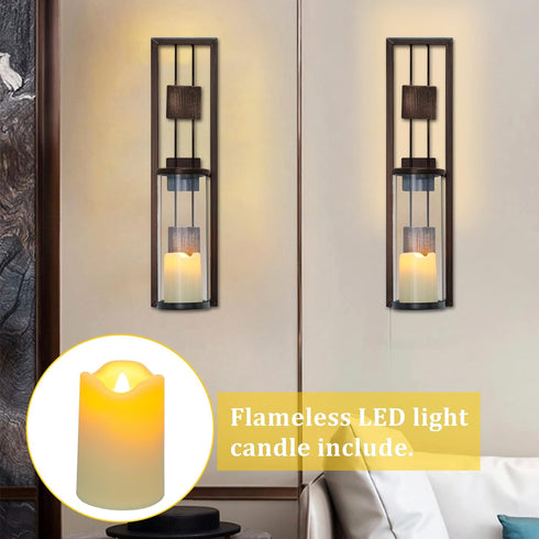 Set of 2 Wall Sconce Candle Holder Metal Wall Decorations for Living Room, Bathroom, Dining Room