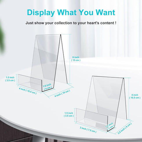 Acrylic Book Stand with Ledge,10PC Clear Acrylic Display Easel Transparent Display Stand Holder Tablet Holder for Displaying Books,Magazine,Plate,Pictures,Artworks, CDs