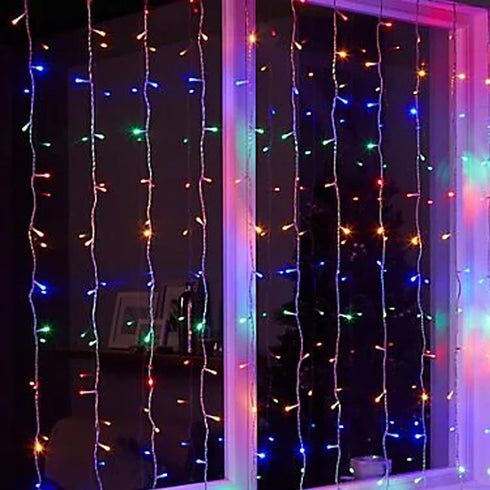300 8 Dazzle Bright LED Curtain String Lights, Christmas Fairy Lights for Bedroom with Lighting Modes, Connectable