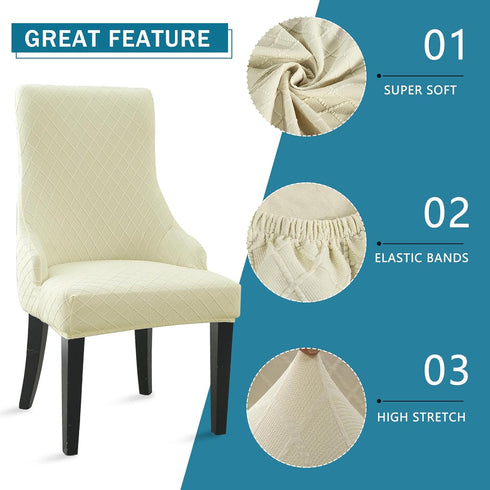 Liykimt Stretch Wingback Side Chair Slipcover-Accent Chair Cover Jacquard with Arm,Washable Upholstered Arm Dining