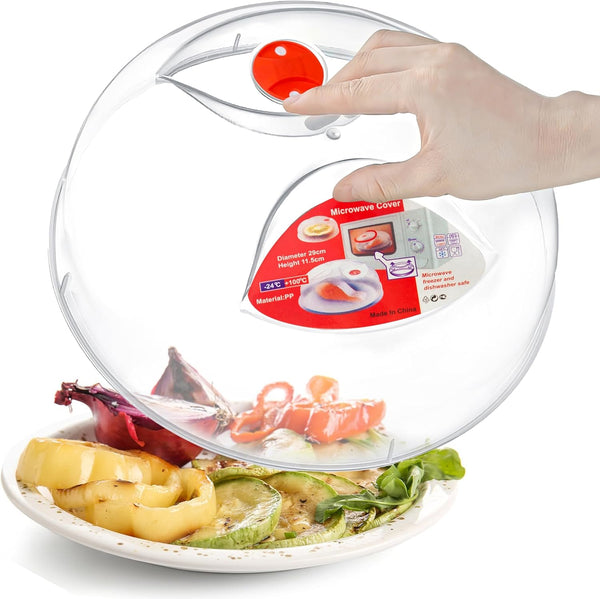 Large Microwave Cover for Food, Easy Grip Splatter Guard Lid with Steam Vent, BPA Free, 11.5 Inch, Dishwasher Safe
