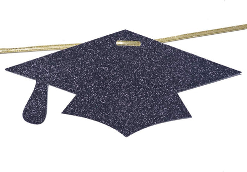Educated AF Glitter Banner Sign - Graduation Party Decor, Congrats Grad Bunting Decorations in Gold Glitter