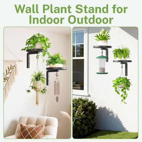 Set 2 2 iDavosic.ly Wall Plant Holder of for Indoor Outdoor, Metal Hanger with Hooks, Floating Flower Display Stand