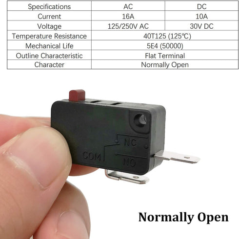 Microwave Oven Door Switch Replacement Part, 16A 125VAC, KW3AT-16, 2X Normally Open + 1x Normally Closed