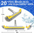20'' POOLAZA Pool Brush, Heavy Duty Pool Brushes for Cleaning Pool Walls & Floors, Premium Pool Brush Head for Inground