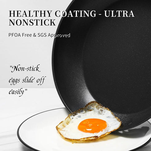 Frying Pan Nonstick, 9.5 Inch, Non Toxic Skillet, Oven Safe, Induction Compatible