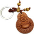 Betterdecor Feng Shui Peach Wood Money Happy Laughing Buddha Key Ring Amulet