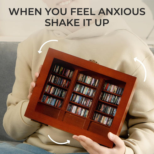 Anxiety Bookshelf | Miniature Book Matchbox Display Cabinet, Wooden Creative Ornaments, Stress-Relieving Gifts