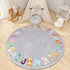 Round ABC Kids Rug,4 ft Animal Alphabet Playroom Rug,Washable Non-Slip Cute Nursery