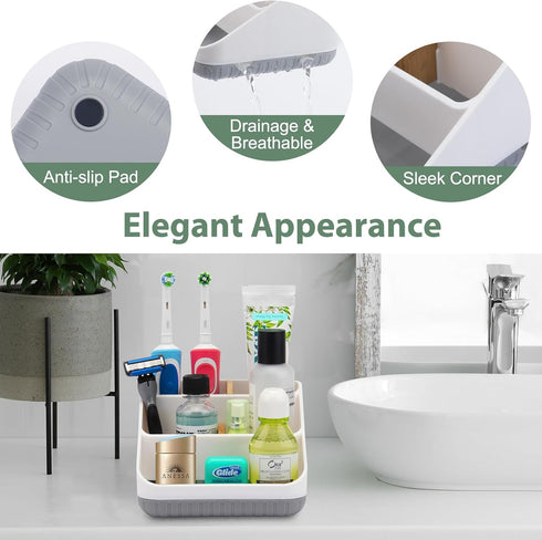 Bathroom Toothbrush Holders for Countertop, Electric Toothbrush Organizer with 6 Slots for Family