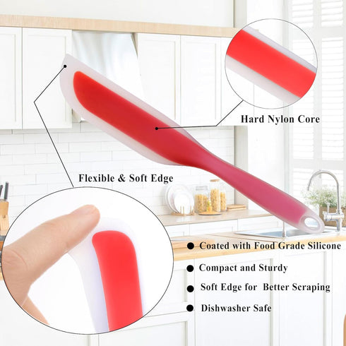 Nonstick Silicone Knife Shaped Flexible Kitchen Spatula, Kitchen Cooking Utensils with Nylon Core (Red&Green)
