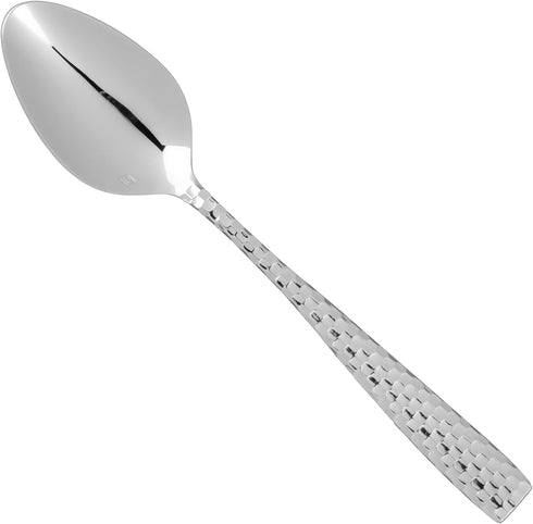 Fortessa Lucca Faceted 18/10 Stainless Steel Flatware Serving Spoon - 9-Inch
