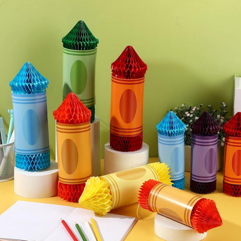 12 Pcs Crayon Pencil Hanging Honeycomb, Welcome Back to School Classroom Decorations for Teacher Appreciation Week
