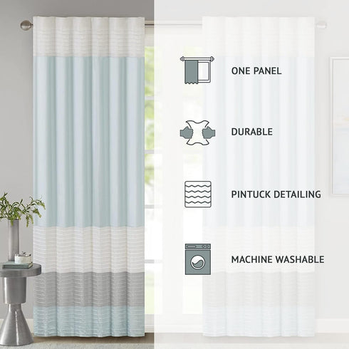 Madison Park Window Curtain Single Panel, Faux Silk, Rod Pocket, Room Darkening for Living Room, 50x84, Aqua